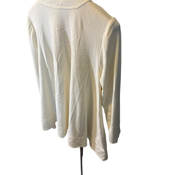 Choon Cream Button Down Long Sleeve Tunic Top Size L Flare Hem - Picture 4 of 9